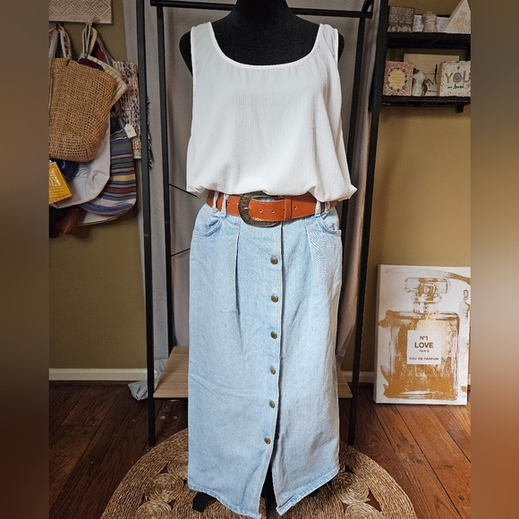 Vintage Denim Buttondown SkirtSize 14 - Picture 2 of 16